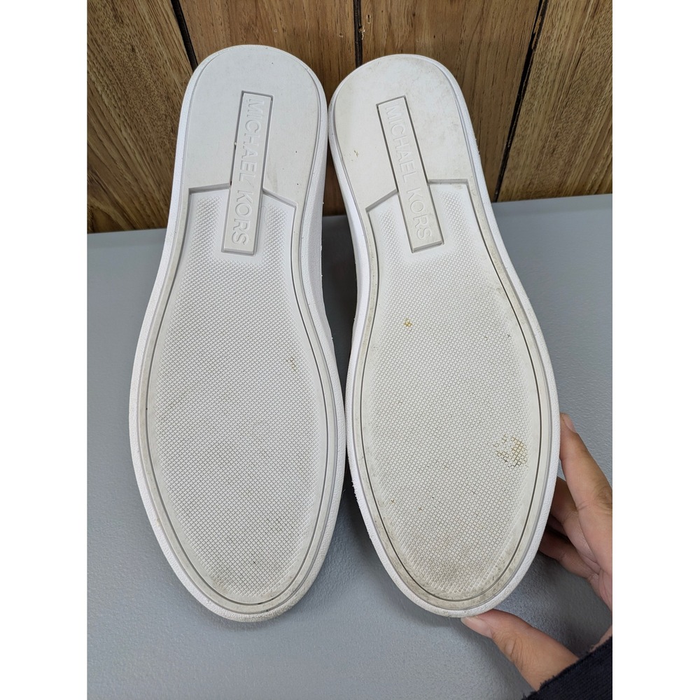 Michael Kors Keaton Gold Glitter Metallic Shoes Womens 10 Slip On Sneakers - Picture 9 of 10